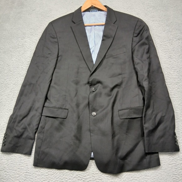 Tommy Hilfiger Men's 44L Black Blazer 2-Button Worsted‎ Wool